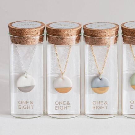 Necklace Jewellery - Porcelain Disc Gold Necklace