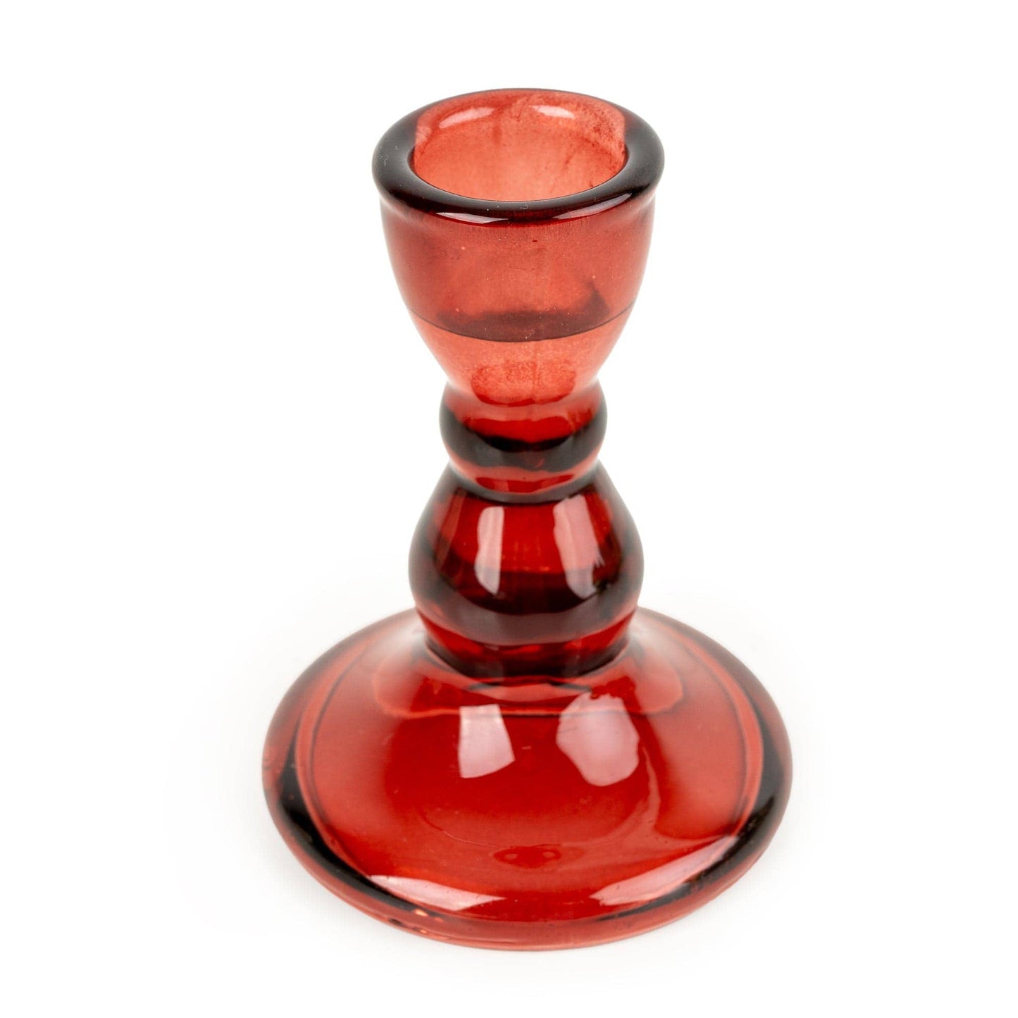 Small Glass Candleholder - Red