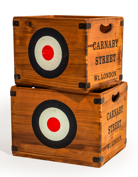 Antiqued Wooden LP Record Storage Boxes in 4 designs/2sizes.
