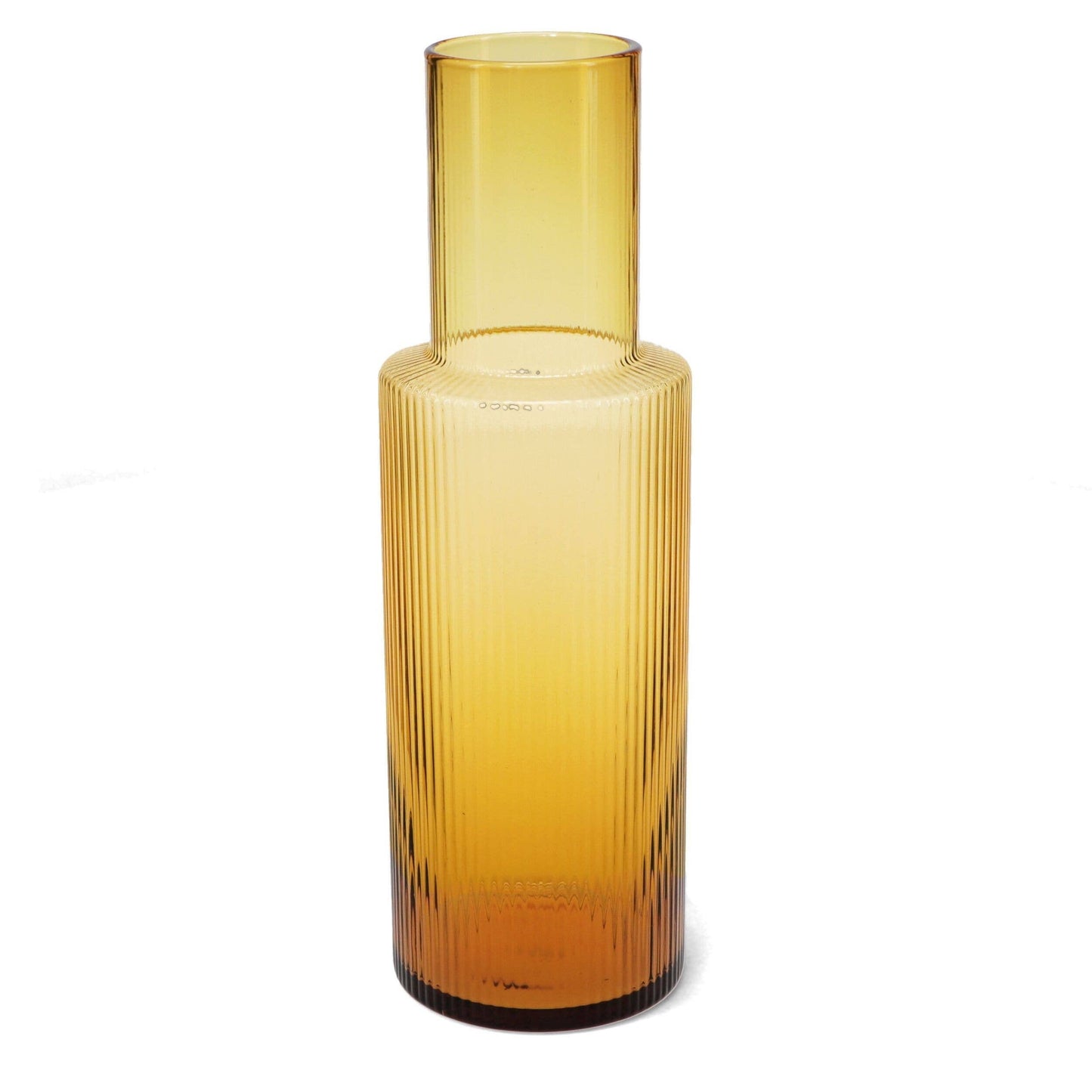 Retro Ribbed Glass Carafe 850ml - Amber