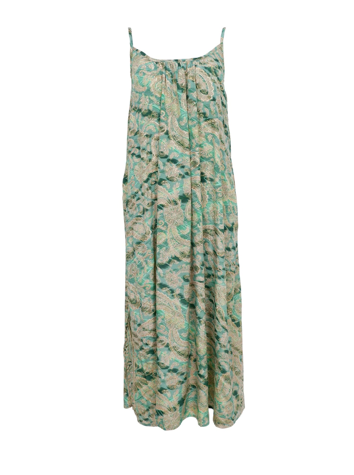 Black Colour Luna Maxi Strap Dress - Floral Green