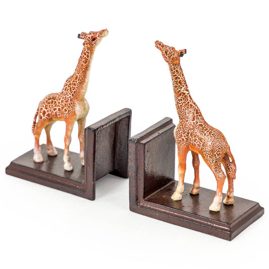 Cast Iron Antiqued Pair of Giraffe Bookends