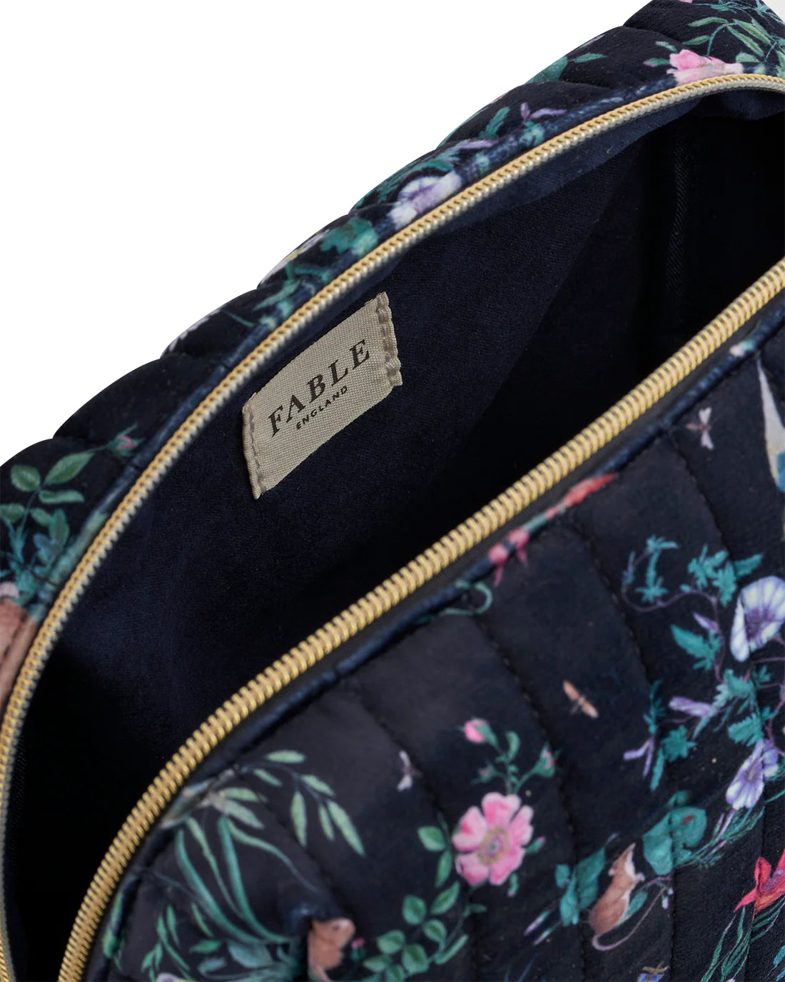 Fable England - Navy Large Quilted Make Up Bag