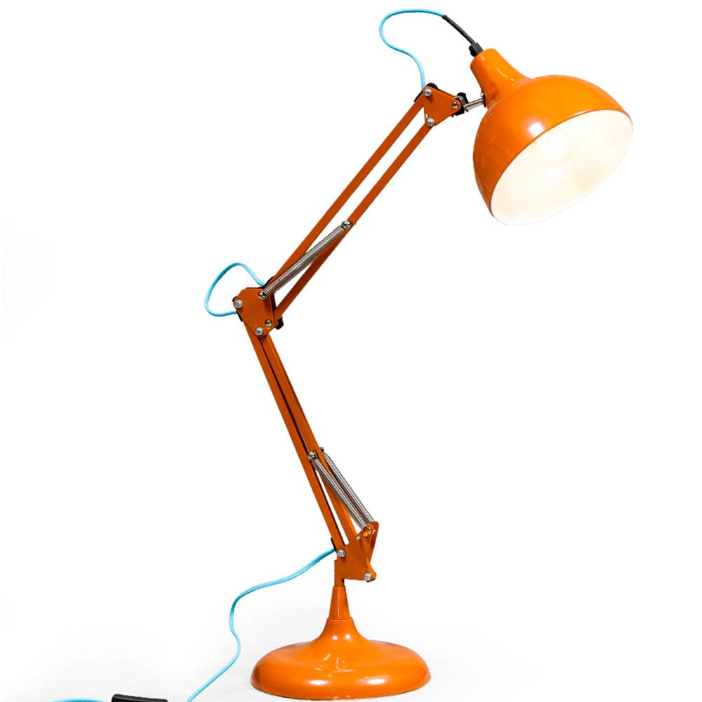 Orange Traditional Desk Lamp (Blue Fabric Flex)