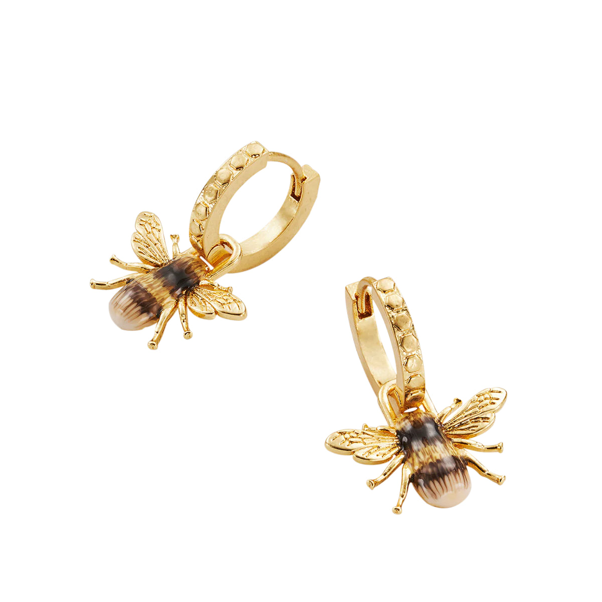Fable England - Honey Bee Huggie Earrings - Gold