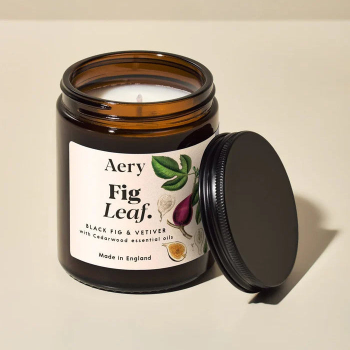 Aery Fig Leaf Scented Jar Candle- Black Fig Vetiver and Cedarwood
