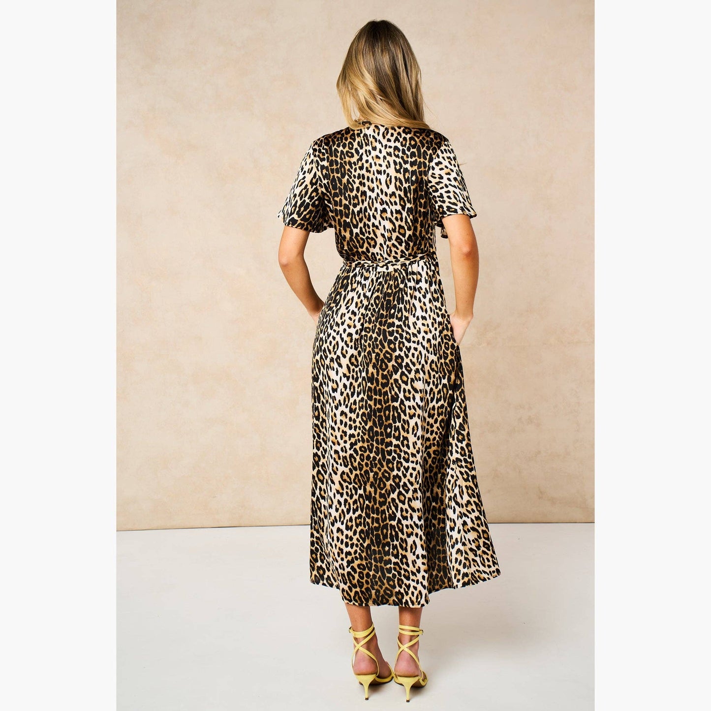 Leopard Print Midaxi Wrap Dress in Cream: Small (UK 8-10)