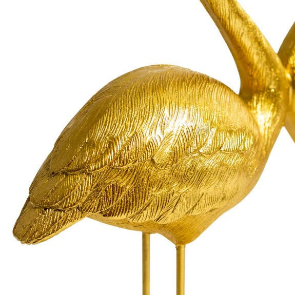 Antique Gold "Love Heart" Pair of Flamingos Figure