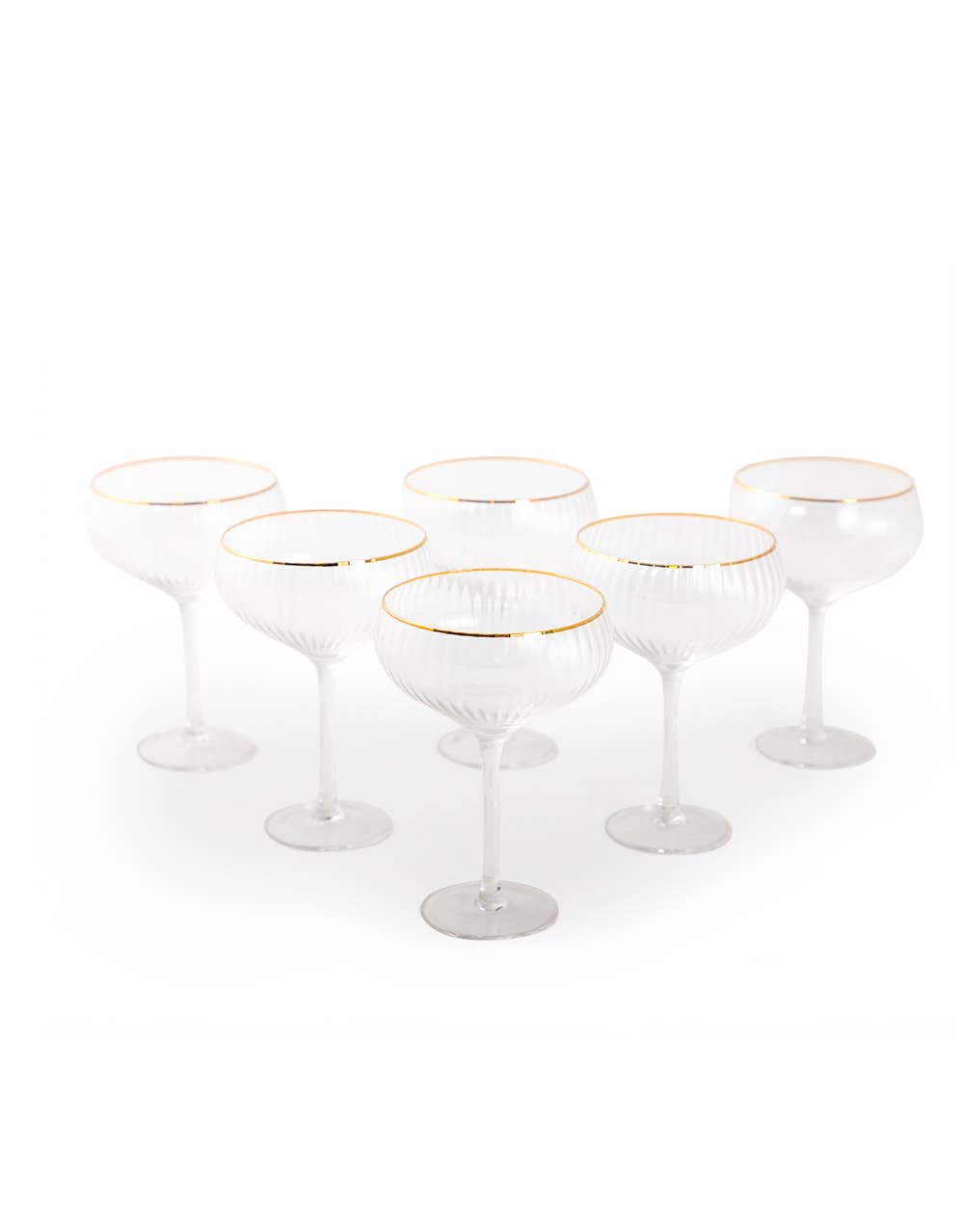 Traditional Coupe Champagne Glasses with Gold Rims