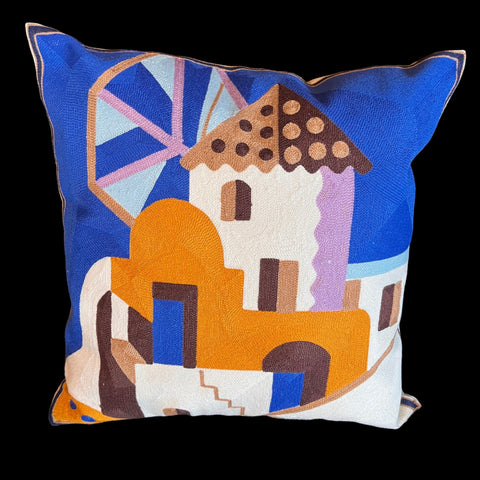 Sun & Cee Embroidered Cushion Cover - Greco