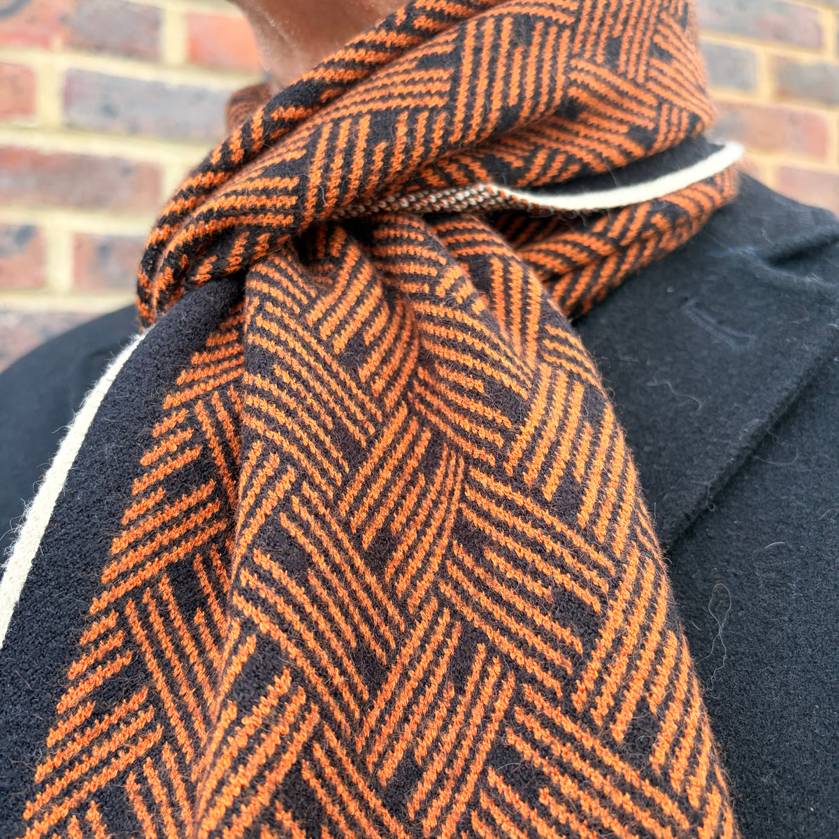 Sons Limited - Men's Plaid Knit Scarves - Marriott - Black/Orange