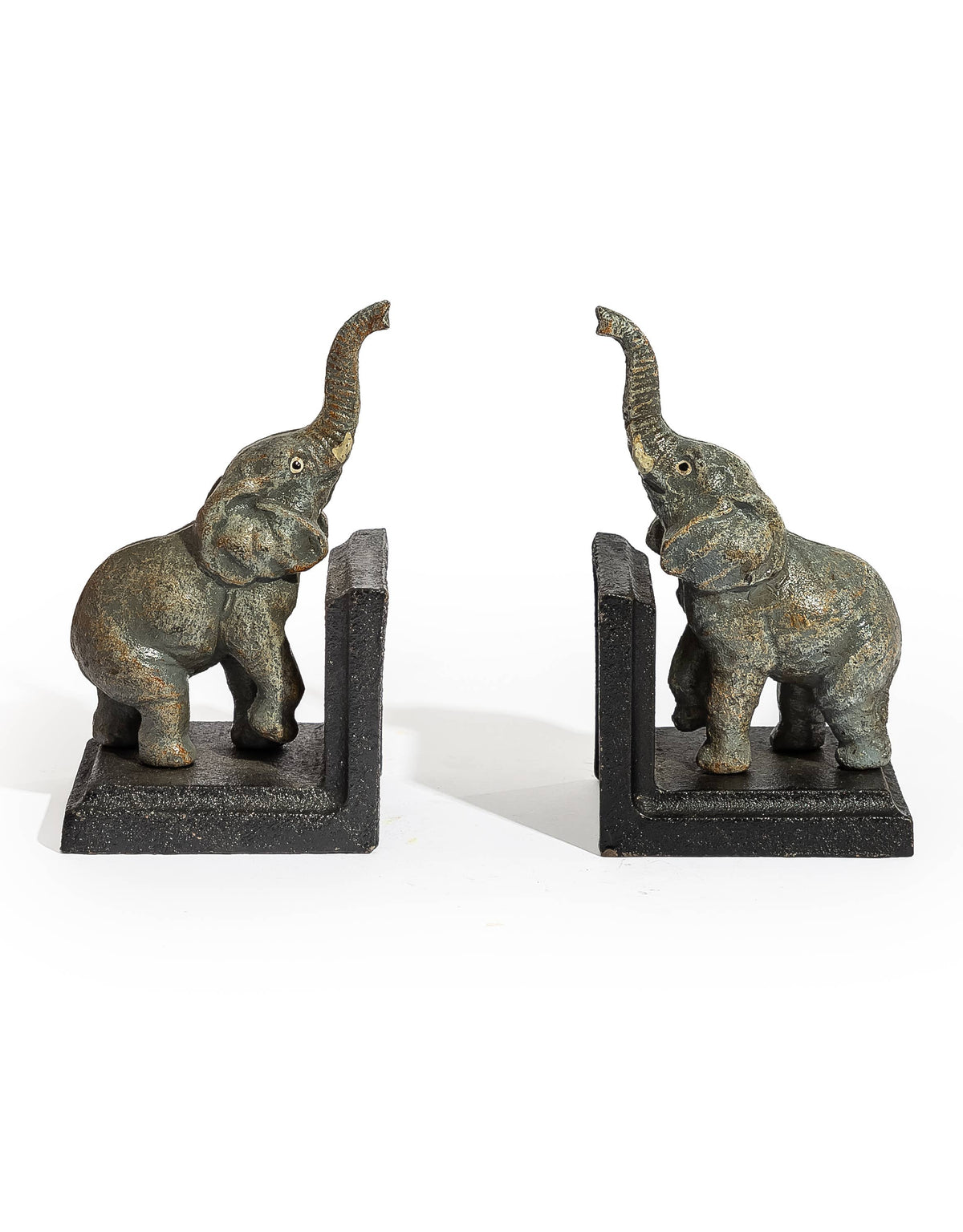 Cast Iron Antiqued Pair of Elephant Bookends