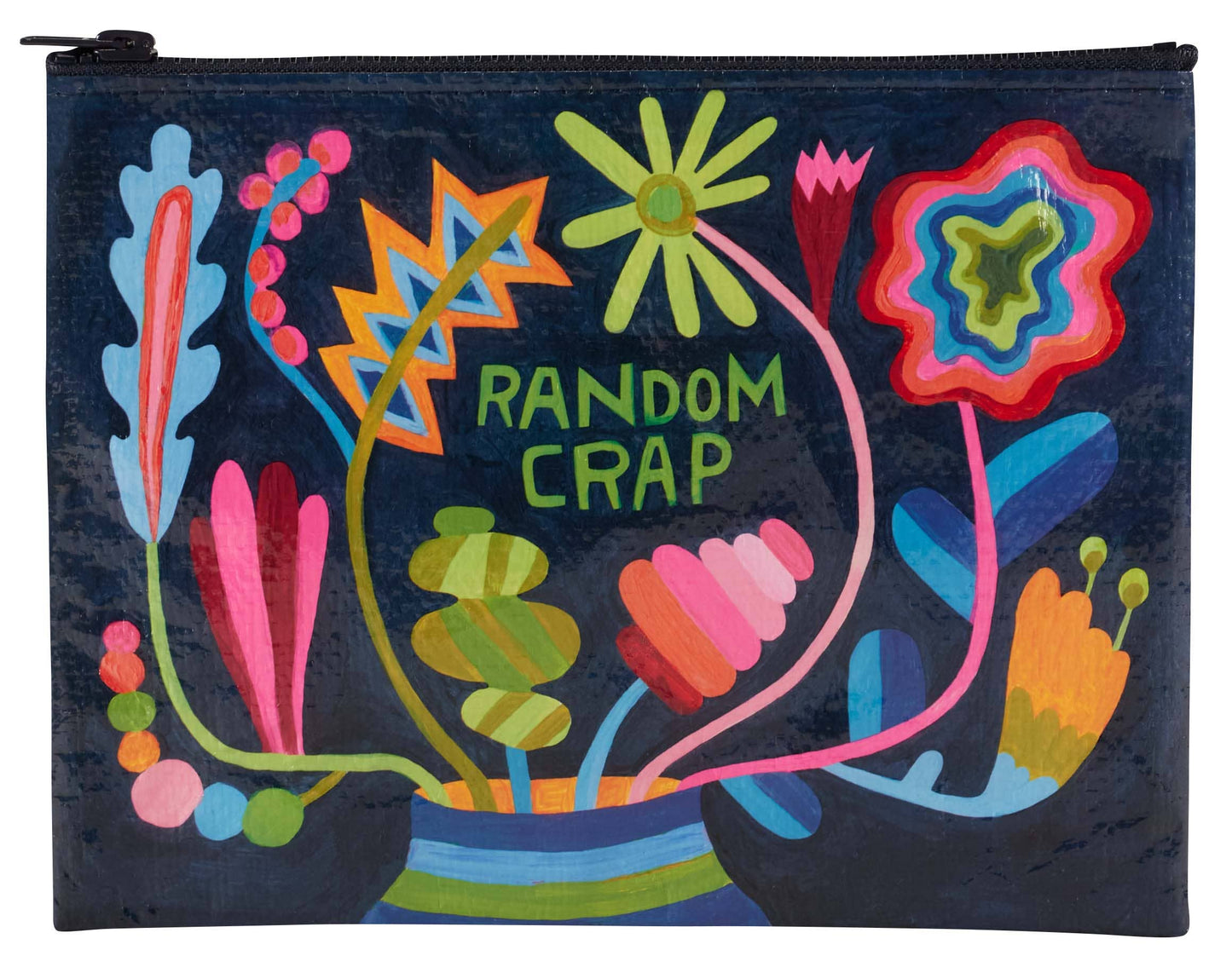 Random Crap Floral Zipper Pouch - Blue Q