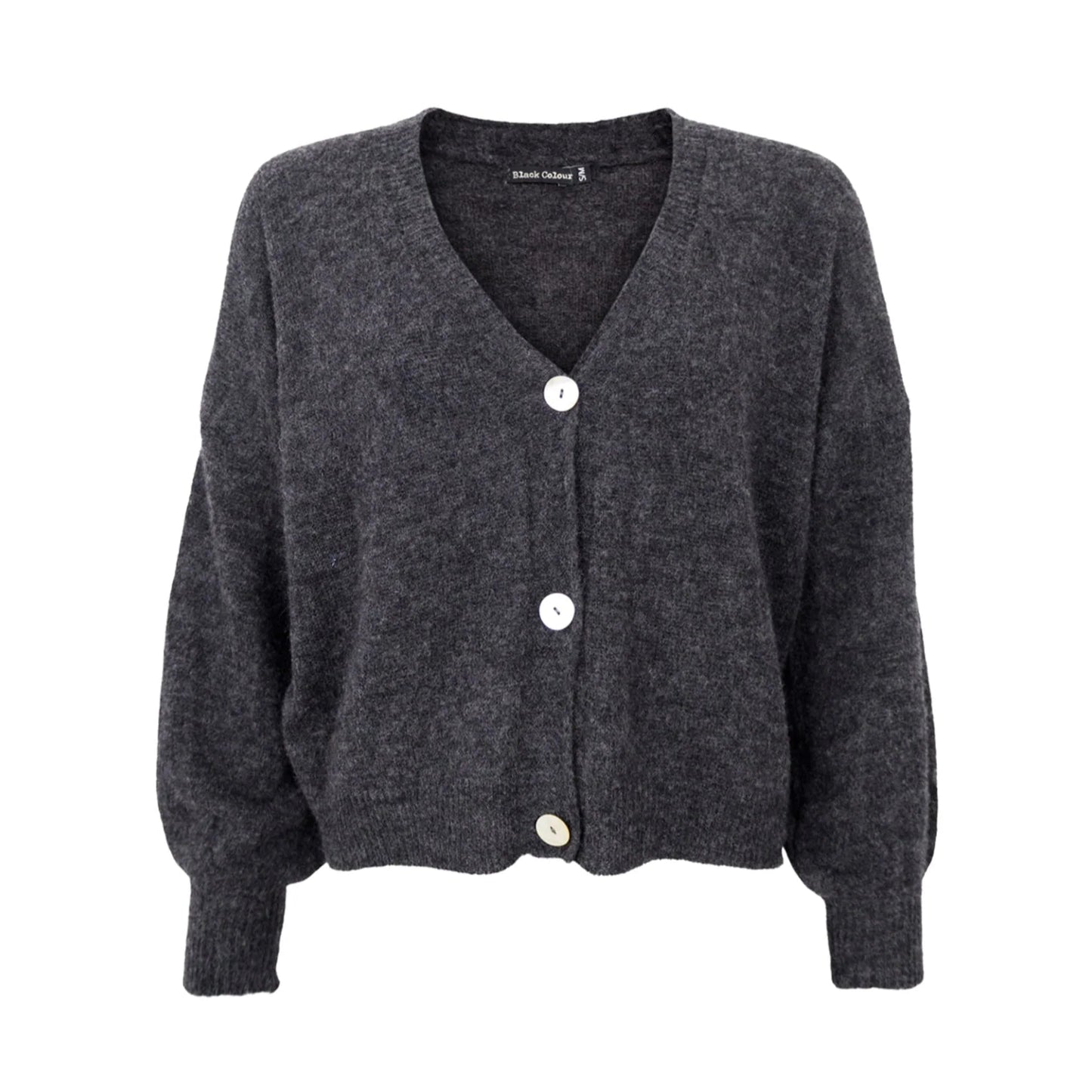 Black Colour Heavy Knit Cardigan - Charcoal