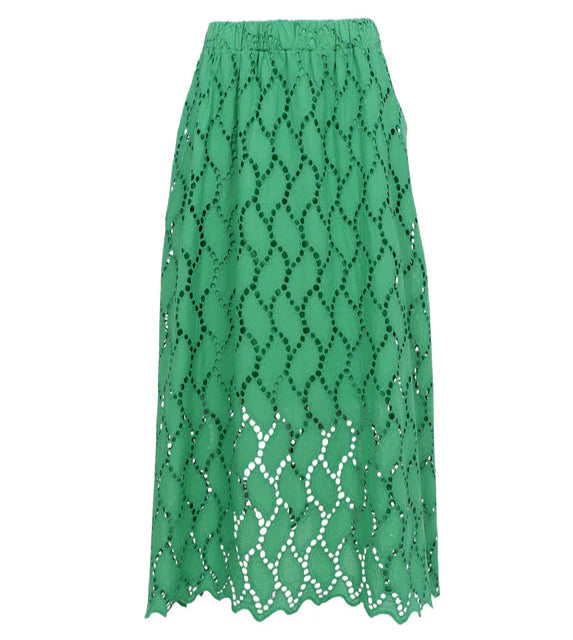 Black Colour Freya Cut Out Lace Skirt