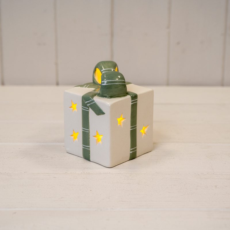 Led light White/Green Ceramic Present - 2 sizes