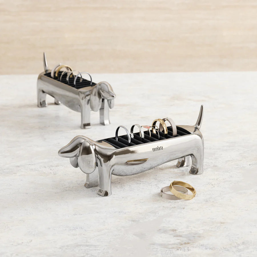 Dachsie Ring Holder - Brass & Chrome finishes