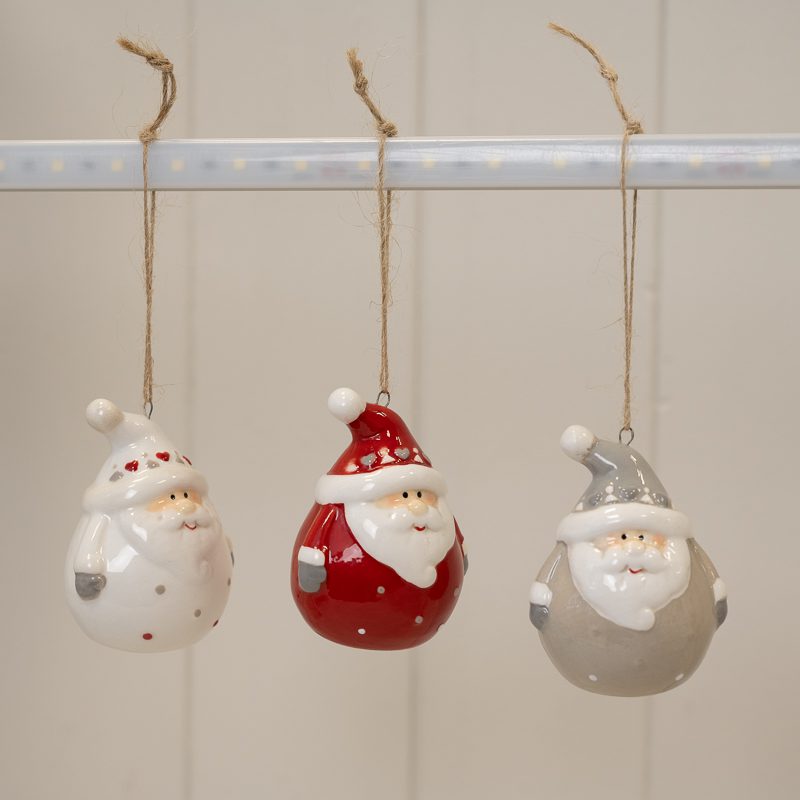 Acetate box of 3 Santa baubles