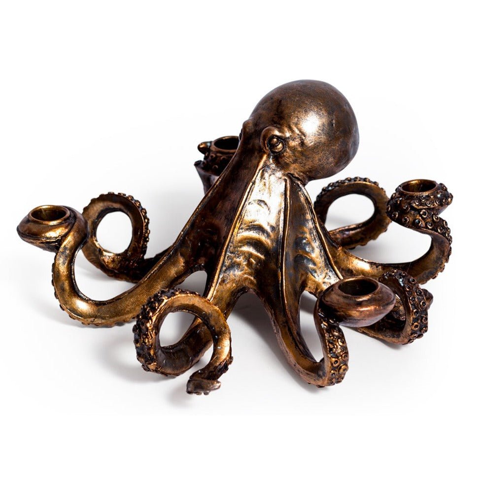 Antique Bronze Octopus Candle Holder-black flamingo store