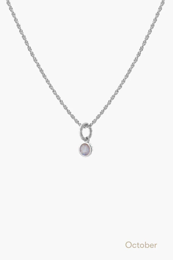 Birthstone Necklace in Silver-black flamingo store