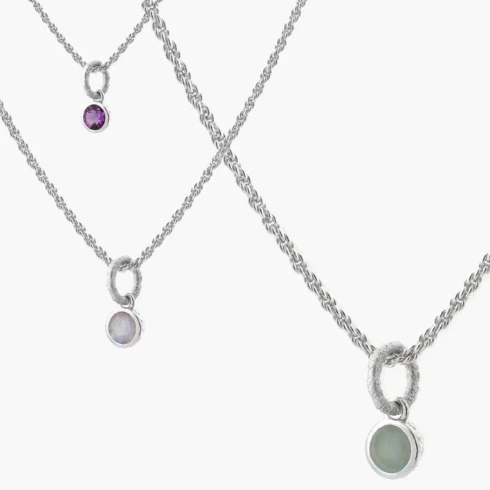 Birthstone Necklace in Silver-black flamingo store