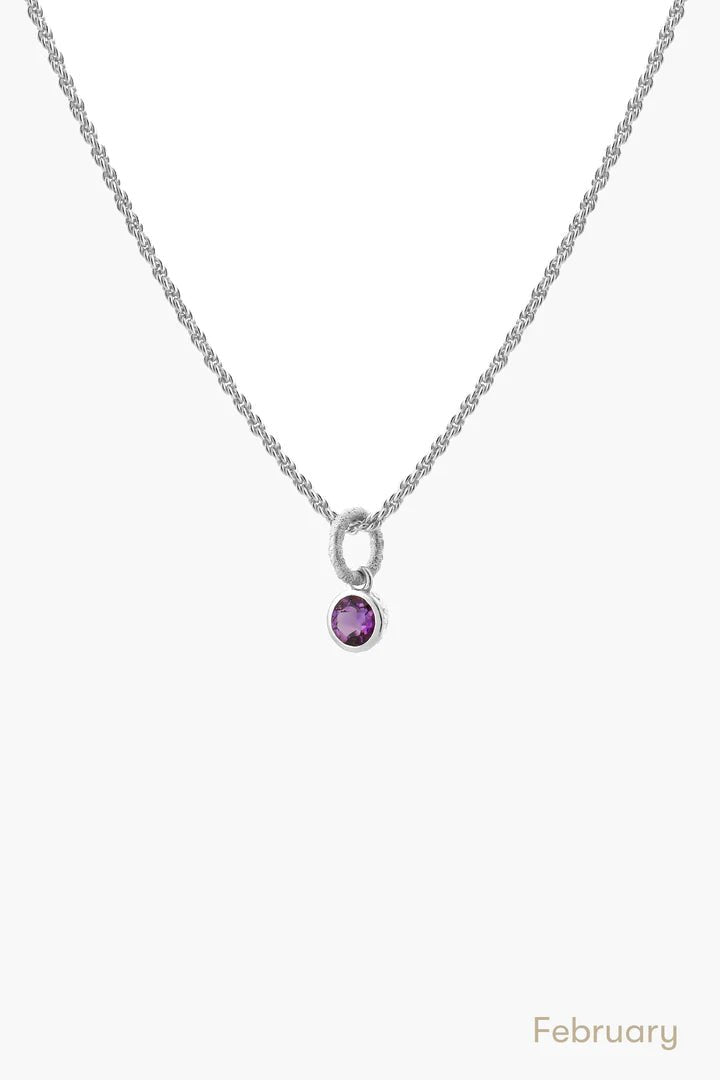Birthstone Necklace in Silver-black flamingo store