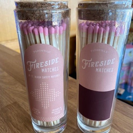 Fireside Tall Safety Matches - Blush Tip in Glass - black flamingo store