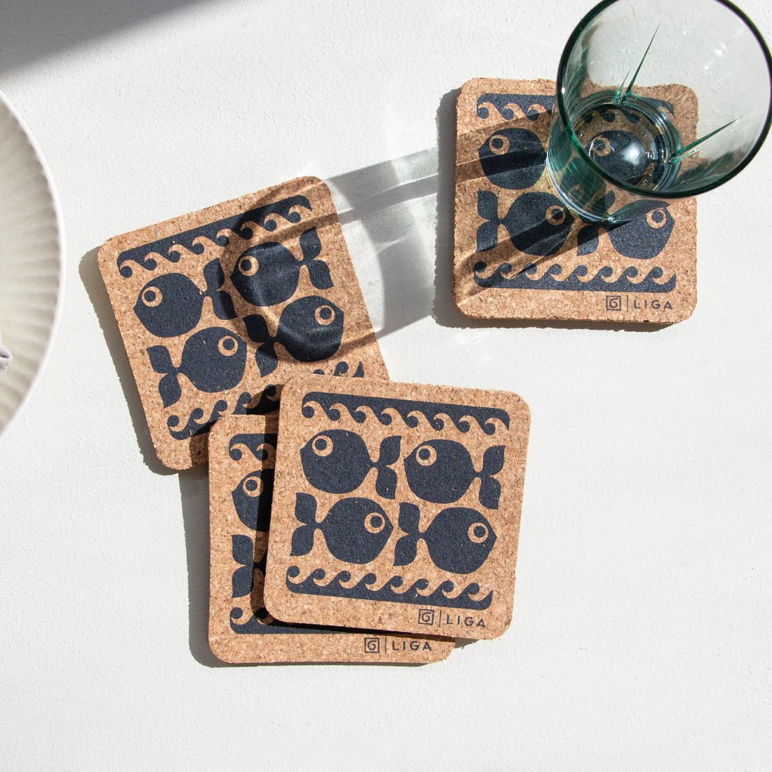 Hornsea Square Coaster Set - Fish - black flamingo store