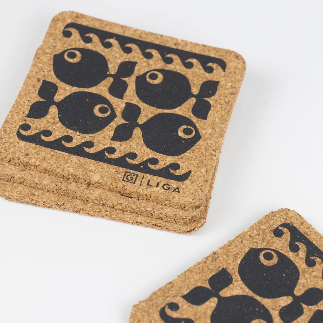 Hornsea Square Coaster Set - Fish - black flamingo store