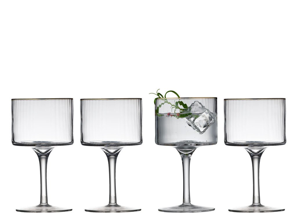 LYNGBY GLAS - Gin & Tonic Palermo Gold Glass - Gift Boxed in 4's - black flamingo store