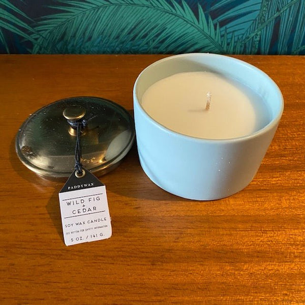 Paddywax Hygge Ceramic candle - Blue - Wild fig + Cedar (141G) - black flamingo store