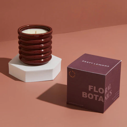 Contemporary Kiln Burgundy Candle - Floral Botanics