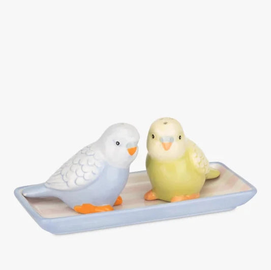 Boxed Budgie Stoneware Salt & Pepper shaker