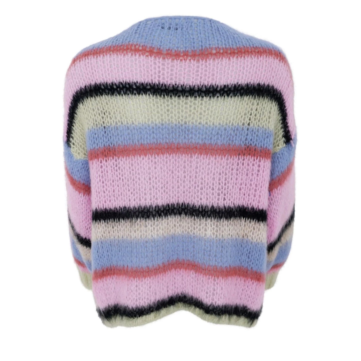 Black Colour Frey Striped knitted Cardigan - Soft Candy