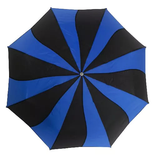 Blue and Black Swirl Folding Umbrella-black flamingo store