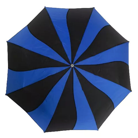 Blue and Black Swirl Folding Umbrella