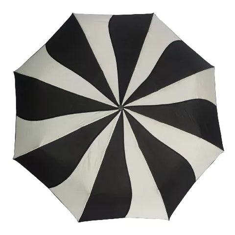 Black and Cream Swirl Folding Umbrella