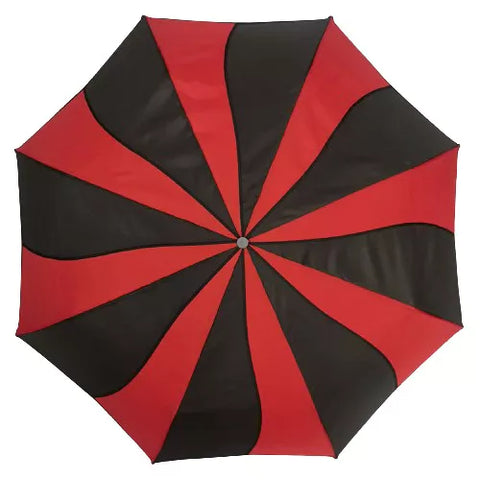 Red and Black Swirl Folding Umbrella