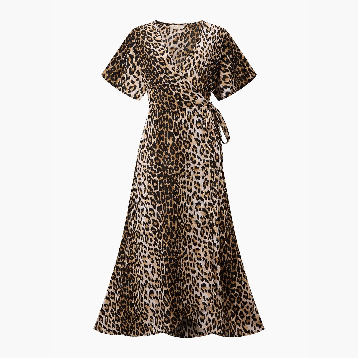 Leopard Print Midaxi Wrap Dress in Cream: Large (UK 16-18)