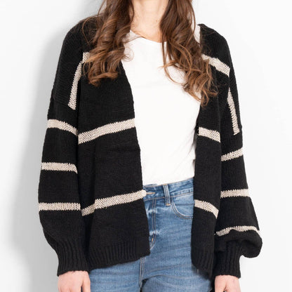 Lucy Wool Blend Cardigan - Black, Gold/Striped: One-size (UK 8-18)