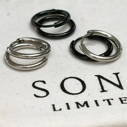 Sons Gifting Ltd - Stainless Steel Hoops - Black & Silver