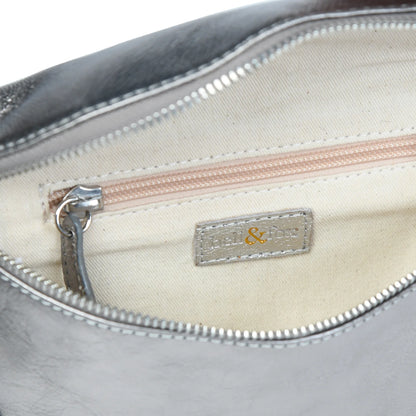 bell&fox LIBERTY Crossbody Bag in Gunmetal Metallic Leather