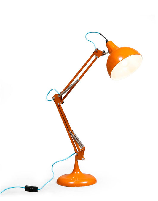 Orange Traditional Desk Lamp (Blue Fabric Flex)