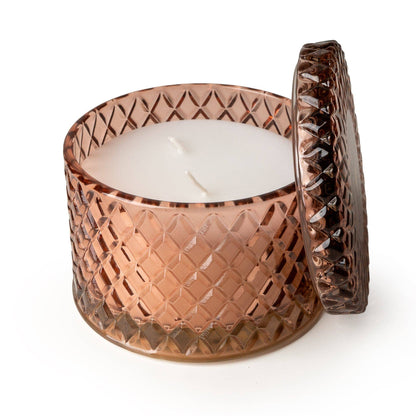 Round Embossed Candle Jar - Jhangye Pink