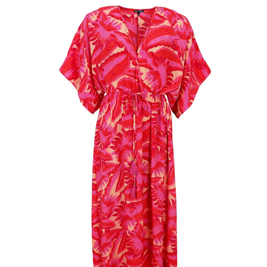 Black Colour - Luna Long V - Neck Dress - Epic Pink