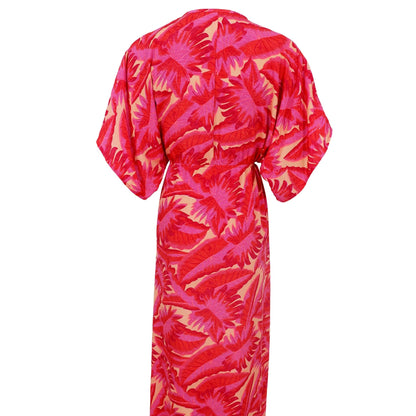 Black Colour - Luna Long V - Neck Dress - Epic Pink