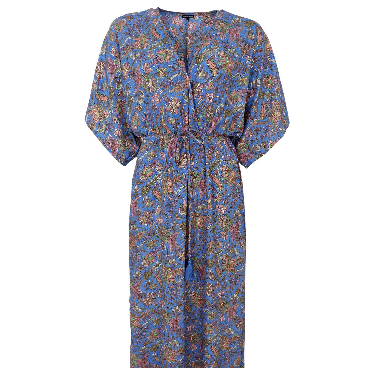 Black Colour - Luna Long V - Neck Dress - Violet Blue