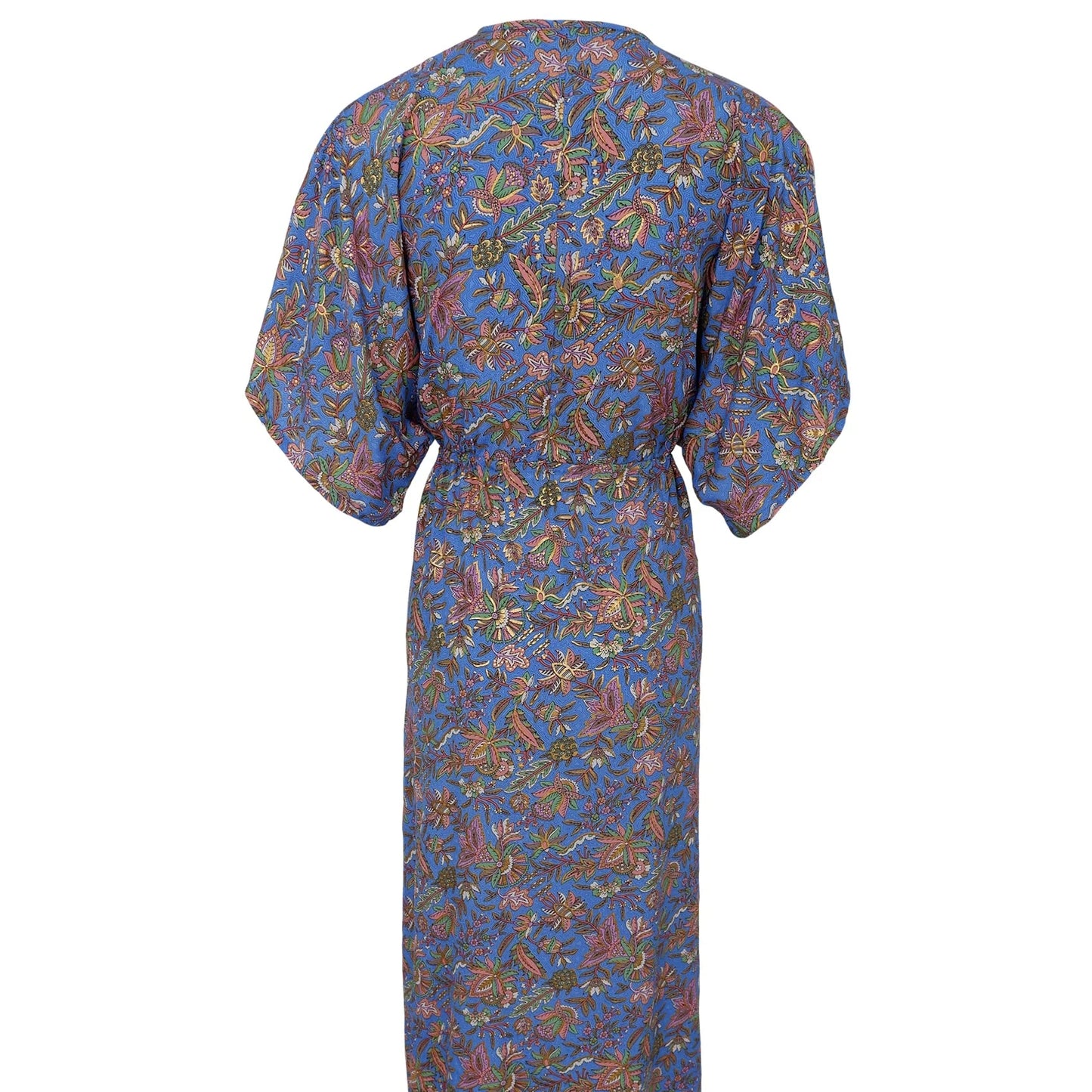 Black Colour - Luna Long V - Neck Dress - Violet Blue