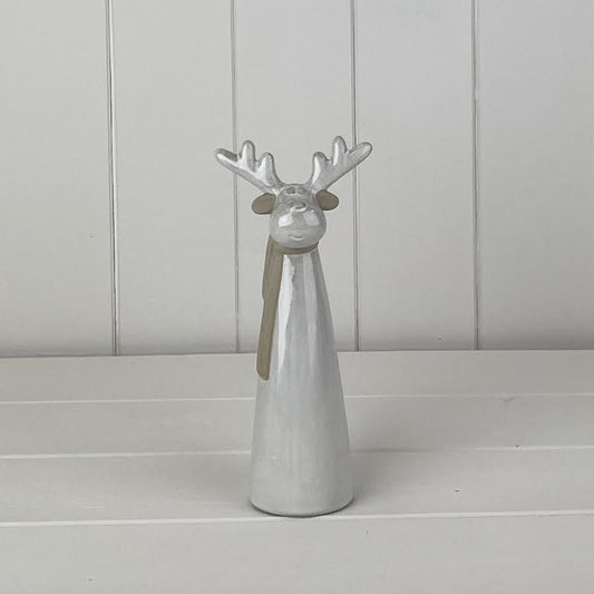 Glazed Ceramic Tall Reindeer Ornament with Texured Detail (19cm)