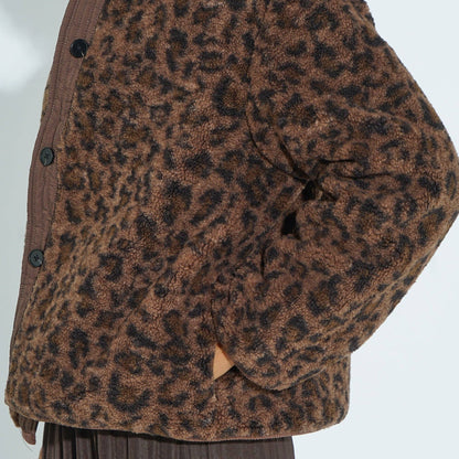 Leopard Print Reversible Jacket in Brown - Medium (UK 12-14)